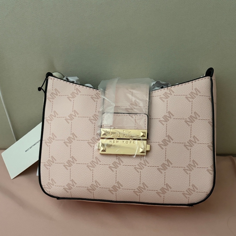 SM New York Pink Shoulder Bag with Gold Hardware
